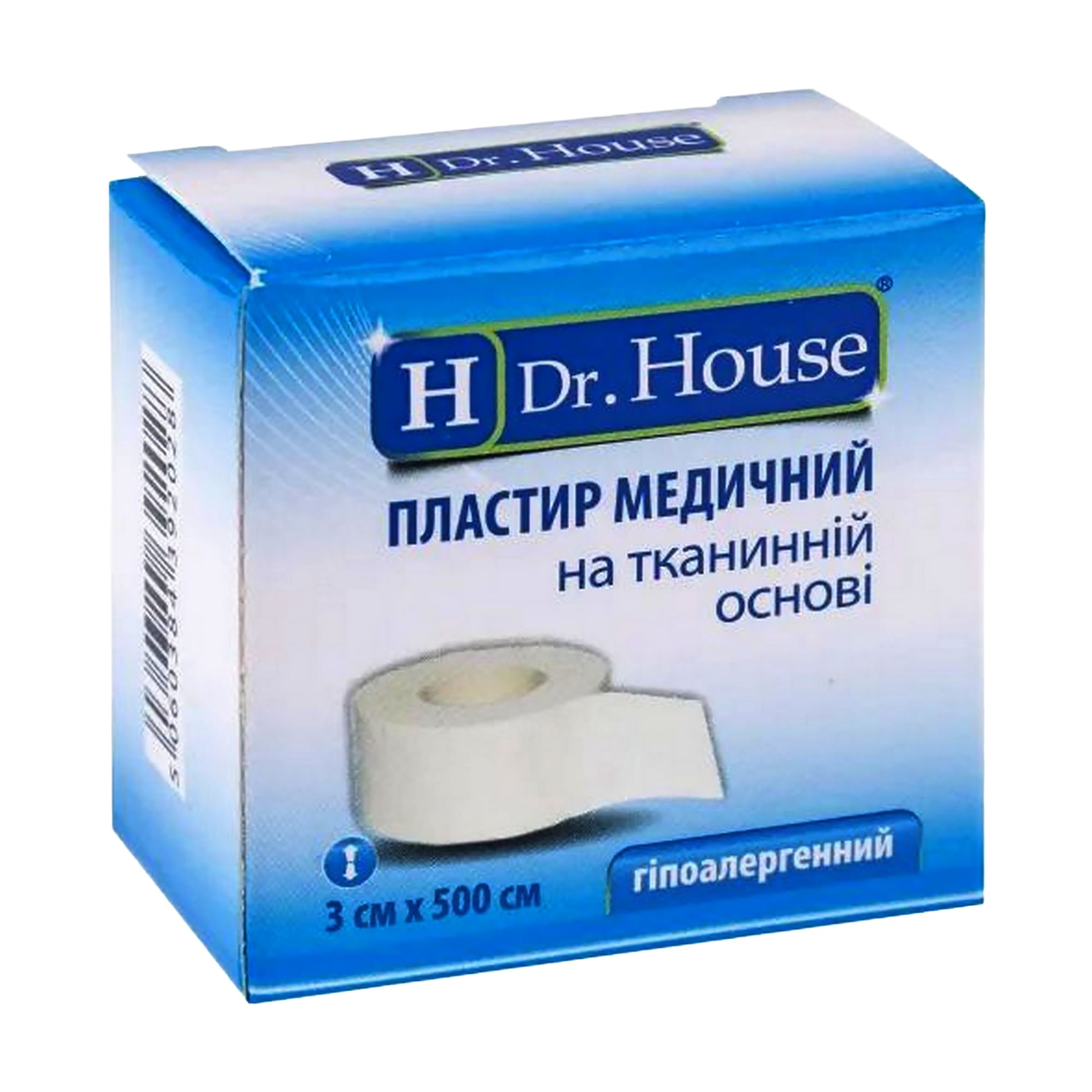 Пластир Dr. House на тканинній основі, у картонній упаковці, 3*500 см, 1 шт